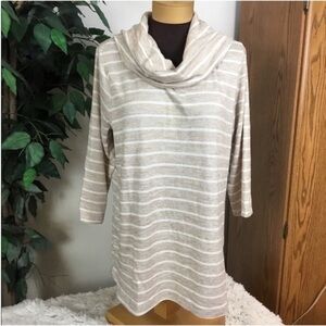 Croft & Barrow 3/4 sleeve cowl neck Woman’s XL beige & cream stripes